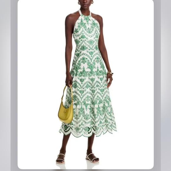 Milly Dresses & Skirts - MILLY Hayden Scallop Eyelet Dress in White & Green